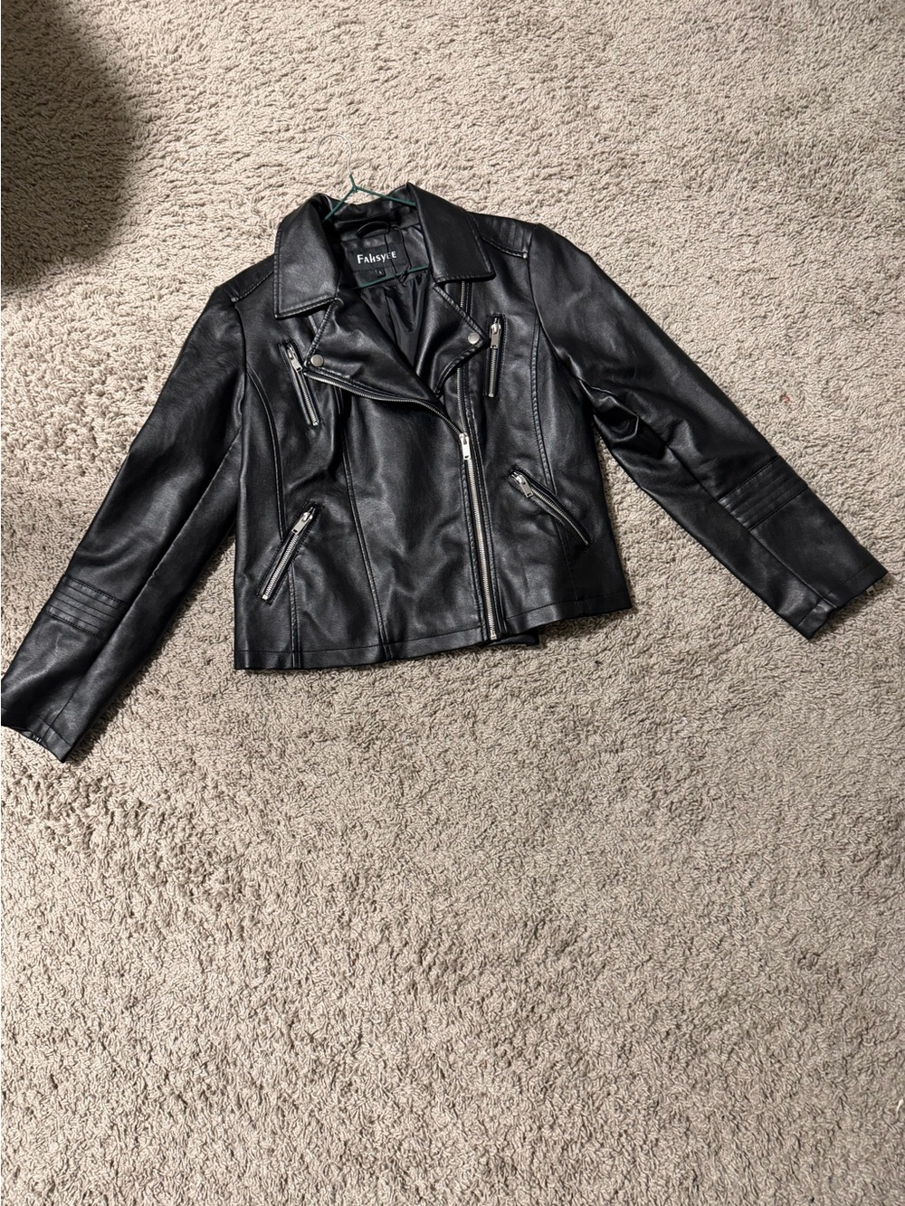 Faux Leather Black Moto Jacket - Womens